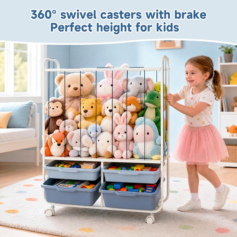 Toy Storage Organizer with 4 Drawers, Large Capacity Stuffed Animal