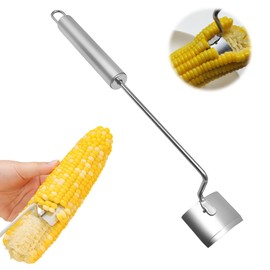 Corn Cob Stripper, Long Handle Stainless Steel Corn Stripping Tool, Corn on the Cob Remover, Stainless Steel Corn Peeler, Easy Clean Corn Cob Peeler for Home Kitchen and Outdoor Dining (1)