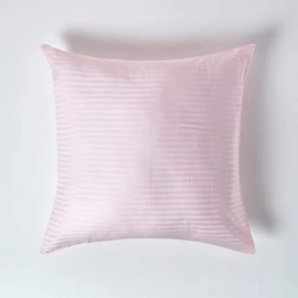 HOMESCAPES Pink Pure Egyptian Cotton Euro Size Pillowcase 80 x 80 cm 330 TC 500 Thread Count Percale Equivalent Satin Stripe Pillow Case with Zip
