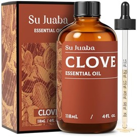 SU JUABA Clove Essential Oil 4 Oz, 100% Pure & Natural Aromatherapy Oil for Oral Care, Teeth & Gums, Diffuser, Skin, Hair - 118ML