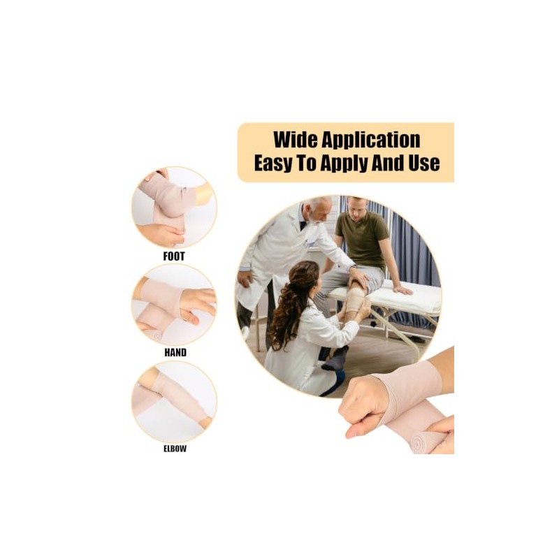 8 Pcs Reusable Compression Bandages with Clips, 5-15cm x 4.5M