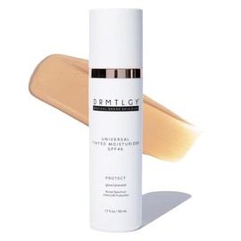 DRMTLGY Hidratante tintado con SPF 46. Tinte universal. Protector solar todo en uno y base con protección de amplio espectro contra los rayos UVA y UVB. 1.7 onzas
