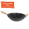 Imusa 14in Carbon Steel Nonstick Wok with Wood Handles, Black