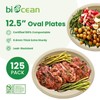 biocean 12.5 Inch Compostable Oval Plates [125-Value Pack] - Sustainable