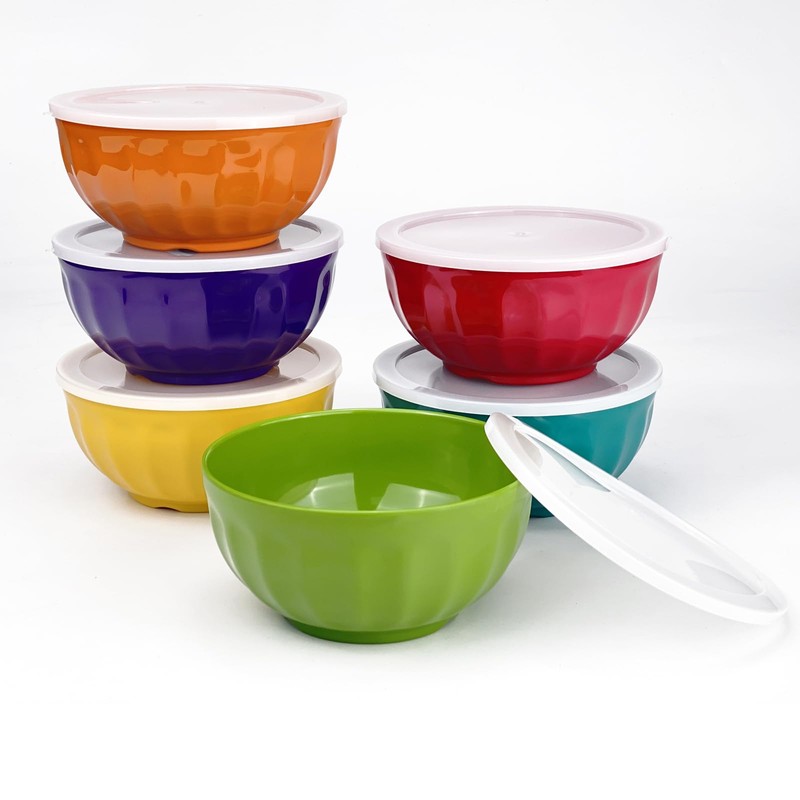 Yalin Melamine Bowls Set, 6 Inch 100% Melamine Cereal/Soup/Salad Bowls,
