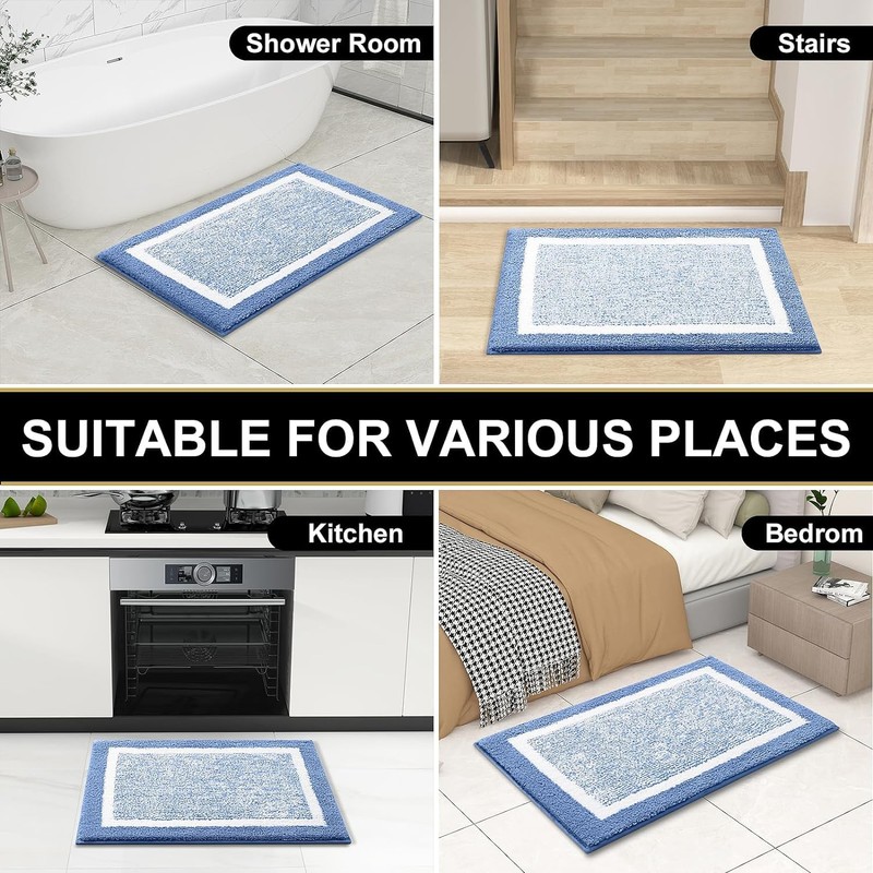 smiry Microfiber Non-Slip Bath Mats for Bathroom, Extra Soft Absorbent