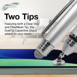 BoxWave Stylus Pen Compatible with Simbans PicassoTab XL (11.6 in) - DualTip Capacitive Stylus, Fiber Tip Disc Tip Capacitive Stylus Pen - Metallic Silver