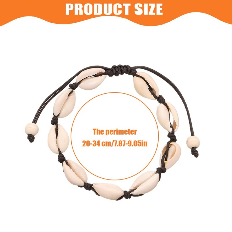 BIRLOZA Pack of 2 Shell Chain Shell Bracelet Anklet Natural