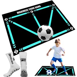 Vmxlso Football Training Mat, Non-Slip Shock Football Mat Training, Dribble Silent Football Skills Mat, Football Footstep Training Mat, Football Mastery Mat, Soccer Training Mat for Kids Adults Indoor