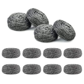 12Pcs Stainless Steel Scourers – Heavy Duty Dish Washing Scrubbers for Pots Pans Grills – Non Scratch Wire Cleaning Pads for Kitchen Household Rust Resistant Reusable
