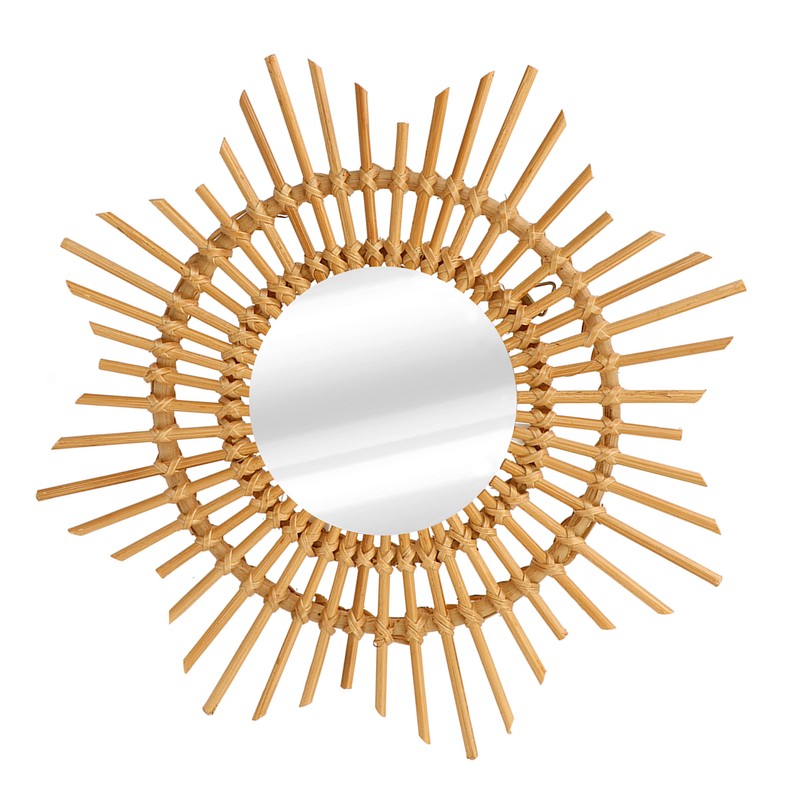 Wall Decor Rattan Mirror Star Shape Unique Simple Handwoven Mirror