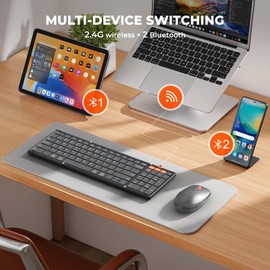MEETION Foldable Wireless Keyboard and Mouse Combo, Rechargeable, Black