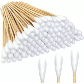 반려동물 관리용 대형 면봉 100개 대나무 손잡이가 있는 6인치 길이의 전문 반려견 귀봉 흡수력 큰 세정 [200 Pcs Long Cotton Swabs] Large Cotton Swabs for Pet Care, 100 Pieces, 6-inch Long with Bamboo Handle, Professional Dog Ear Swab with High Absorbency [200 Pcs Long Cotton Swabs]