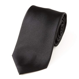 Style Equal Necktie, 100% Silk, Made in Japan, For Weddings, Business, Plain, Kyotango Weave, Black