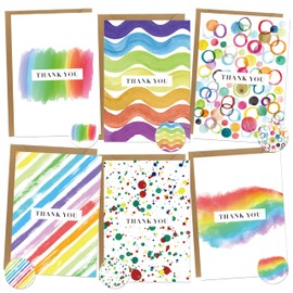 BIROYAL Thank You Cards Set of 12, Blank Card with Extra Envelopes & Stickers for Any Occasion, Greeting Cards to Say Thank You, Postcard for Family & Friends, Thank You Card, Watercolour Design