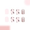 24 Pcs White Press on Nails Short Square,YIHONGYUAN Sweet Glitter