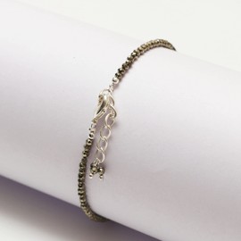 GEMPIRES NATURES TREASURE Gempires Natural Pyrite Gemstone Beaded Bracelet Brown Crystal Jewelry Hypoallergenic 8 Inch Silver Plated Bohemian Bracelets For Women