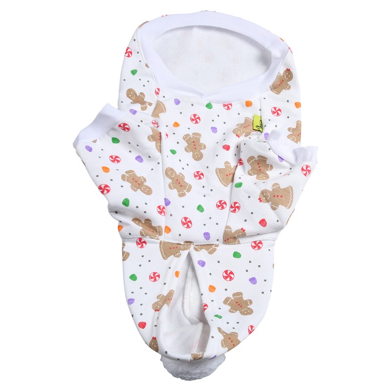 Christmas Dog Hoodie White Background Print Cute Gingerbread Man Dog