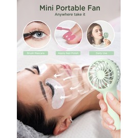 EasyAcc Mini Portable Fan,Handheld Fan,3 Speed Personal Small Makeup Fan 2000 Battery Hand Fan,Lightweight Washable USB Rechargeable Little Fan for Lash Stylish Girl Women Travel Gift Fan Green