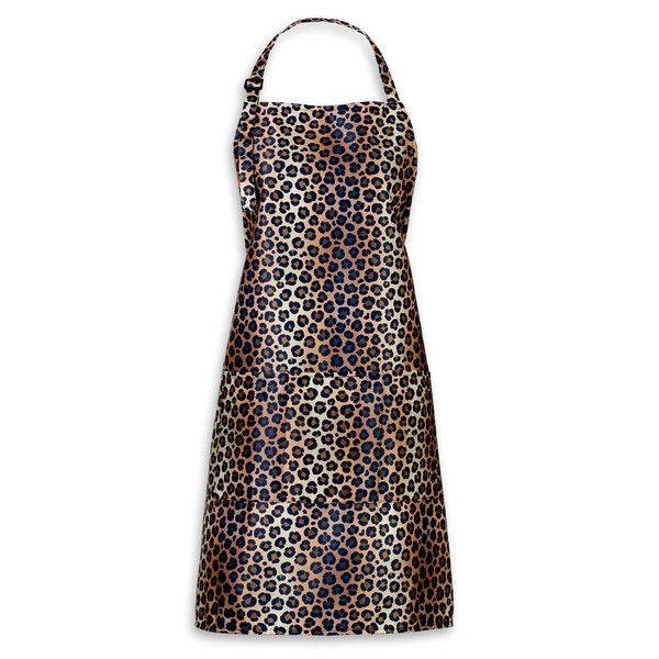 Plum Hill Leopard Cheetah Apron for Hair Stylists, Cosmetology, Make-up Artists, Beauticians - Waterproof Apron; Bleach Proof Aprons for Hair Coloring Eyelashes, Brows, Esthetician Aprons for Women