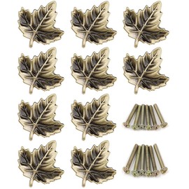 JfwuHap 10Pcs Bronze Maple Leaf knobs Farmhouse Style Decorative Mini Handle for Cupboard Door Pull for Cabinet Dresser Drawers Cupboards Wardrobes Bookcase Decoration Single Hole Knobs