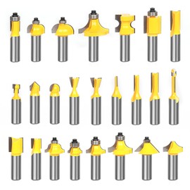 KOWOOD 24X Router Bits Set 1/2 Inch Shank Made of 45# Carbon Steel C3 Alloy Blade for Professional Woodworking