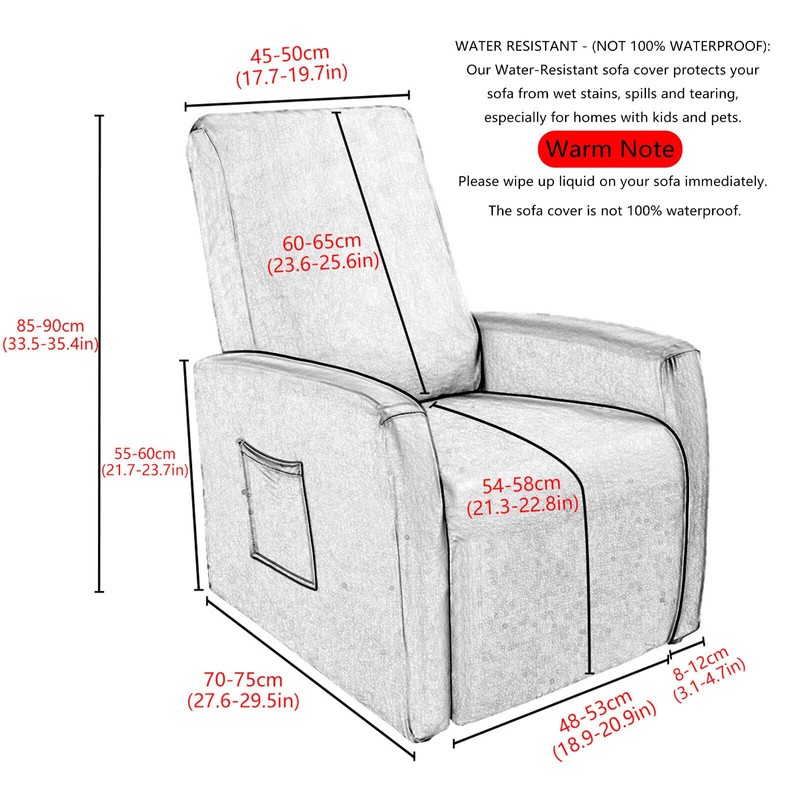 Waterproof Small Recliner Chair Covers, 4 Piece Stretch Recliner Slipcovers