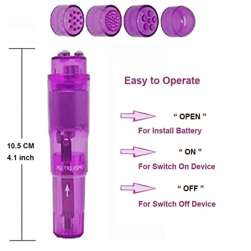 Finever Mini Massager Handheld with 4 Heads Pocket Pen for