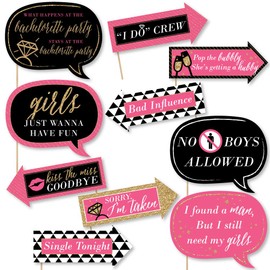 Funny Girls Night Out - Bachelorette Party Photo Booth Props Kit - 10 Count