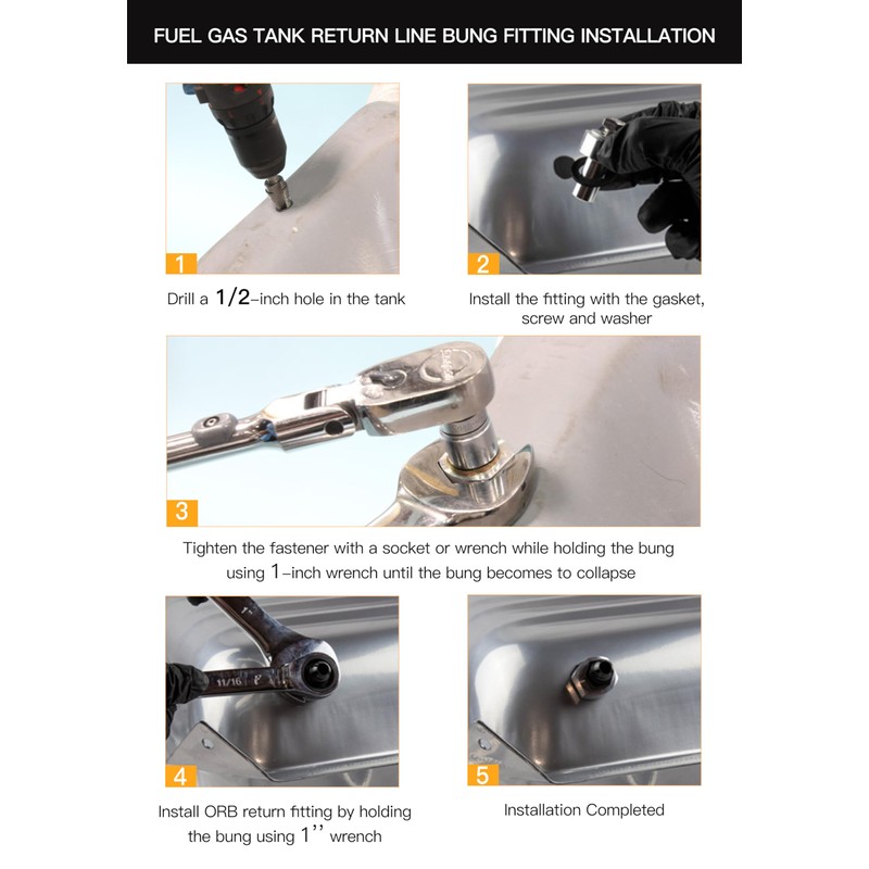 Bevinsee 6AN Universal Fuel Tank Return Line Fitting Bung Kit