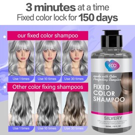 ECO Finest Hair Dye Shampoo Color Protecting Shampoo for Blonde, Silver & Grey Hair - 300ml/10 oz, Fights Brassiness & Removes Yellow and Brassy Tones Haircare - Specification: 300ml Color-Fixing Shampoo (Silvery), quantitly: 1