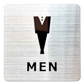 koyama market Made in Japan Men's Stainless Steel Hairline Sign Plate Pop Toilet Sign Sticker