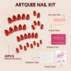 Artquee Red Almond Press on Nails Short Fake Nails Art