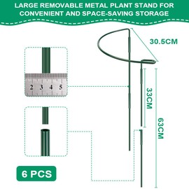 OFFCUP Plant Supports, Pack of 6 Plant Holder, Ring Cage 25 x 40 cm, Shrub Holder, Semicircular Metal Shrub Supports, Flower Support for Vegetables, Tomatoes, Peonies, Roses, Hydrangeas, Potted Plants