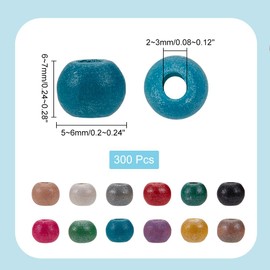 PH PandaHall Mixed Wood Beads Colorful Round Beads Jewelry Necklace DIY Parts Dyed Mixed Colors 5-6x6-7mm