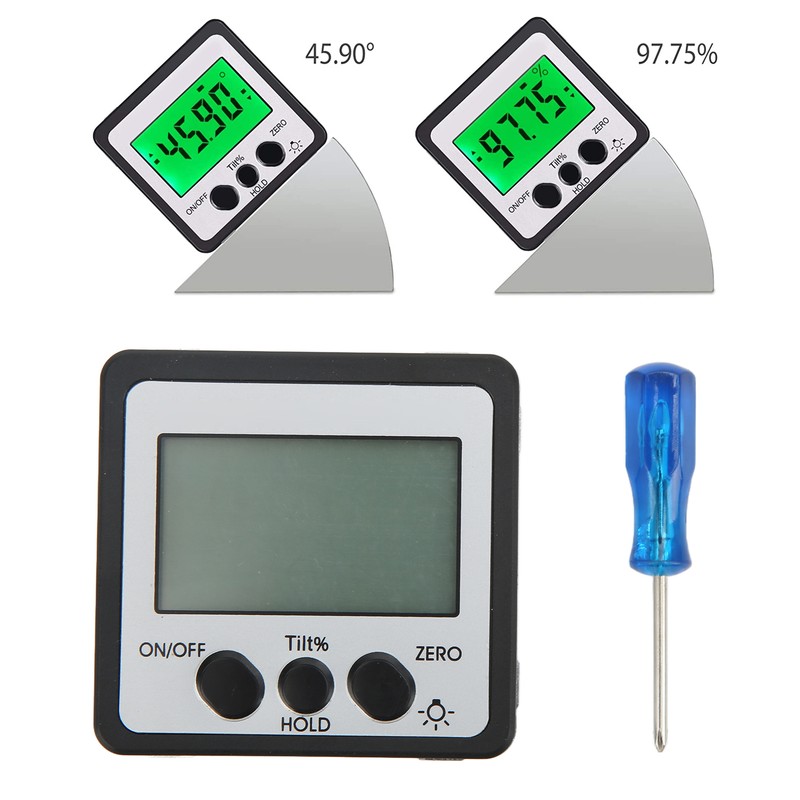 Digital Inclinometer with Backlight Magnetic 4x90° Electronic Protractor IP54 Waterproof