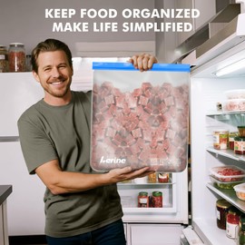 Lerine 4 Pack Reusable 3 Gallon Freezer Bags for Turkey Brining, 16"x18", Dishwasher Safe, Leakproof BPA Free Food Storage Bags for Marinating Meat, Home Organization (Multicolor, 4 Pack-3Gallon)