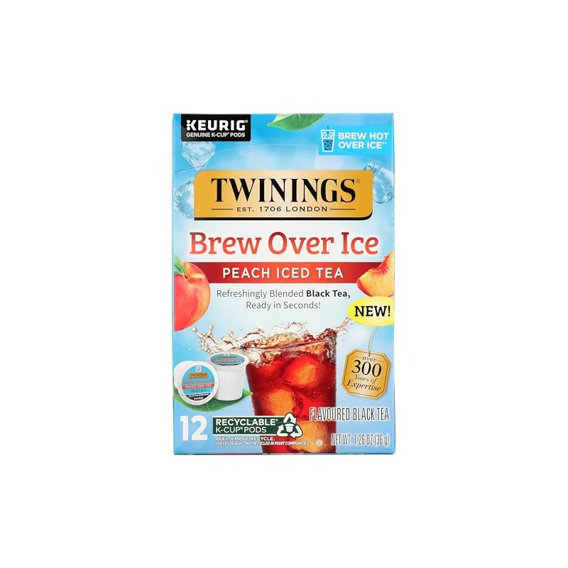 Twinings Brew Over Ice Unsweetened Peach Flavoured Black Iced Tea