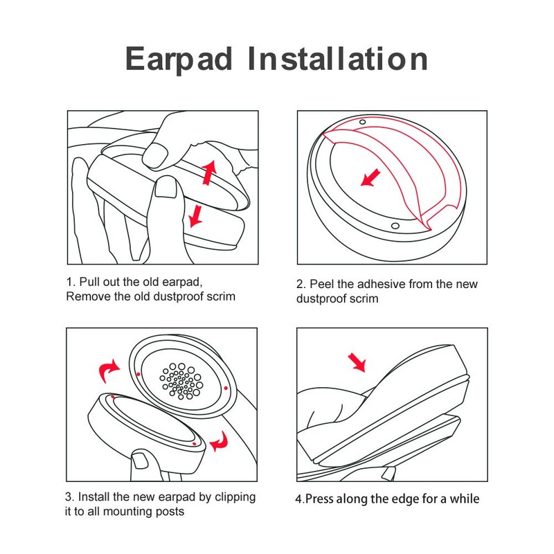 Kit de almohadillas para orejas de repuesto Bose/Beats, Rojo, Beats