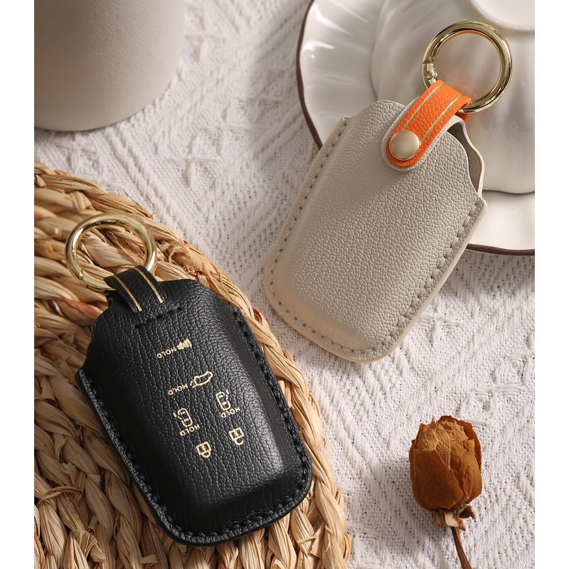 Hontumax Premium Leather 6-Button Key Fob Cover Case for Toyota