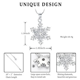 Cremation Urn Jewelry Necklace cremation Jewelry for Ashes Gift for Ashes Keepsake Snowflake Shape Pendant