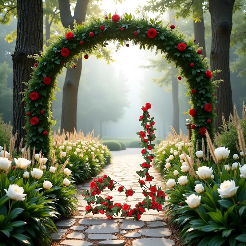 Red Artificial Flower Garland,Peony Vine Flowers Garland Hanging Silk Plants