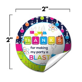 Science Birthday Party Sticker Labels, 40 2" Party Circle Stickers by AmandaCreation, Great for Party Favors, Envelope Seals & Goodie Bags