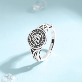 REDSUN Viking Ring Celtic Knot Rings 925 Sterling Silver Trinity Irish Vintage Ring Amulet Oxidized Nordic Viking Symbol Ring for Men Women, Sterling