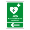 AED Safety sign - Automated External Defibrillator arrow left emergency