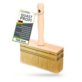 ToolSpace Quast 150 mm Professional Surface Brush, Ceiling Brush, Paste Brush, Facade Brush, Wooden Handle, Paste Brush, Wallpaper Paste, Wallpapering Brush, Bristle Brush for Primer, Deep Primer