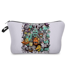 Livel lhood Cartoon Robots Makeup Bag Cute Small Organizer Zipper Pouch Cartoon Robots Cosmetic Bag Birthday Present for Women Friends -2, hzj0720
