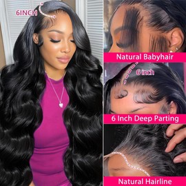 13x6 Body Wave Lace Front Wigs Human Hair HD Transparent Invisable Lace Wig Pre Plucked Bleached Knots 180 Density Body Wave Human Hair Wig 24 Inch