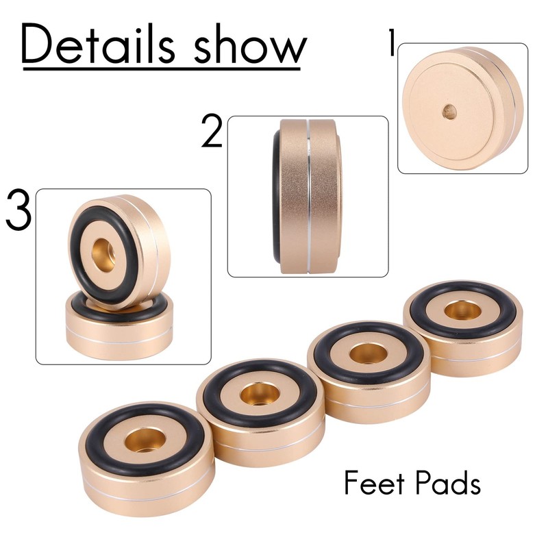 Aswalling 4PCS Turntable Isolation Feet Pads Aluminum Speaker Spikes Stand