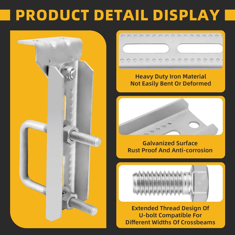 4 PCS 8" Boat Trailer Bunk Brackets, Galvanized Swivel Top,
